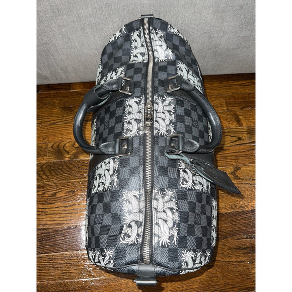 Louis Vuitton Keepall Bandouliere 45 Damier Nemeth White Rope Weekend Travel Bag - Picture 5 of 9